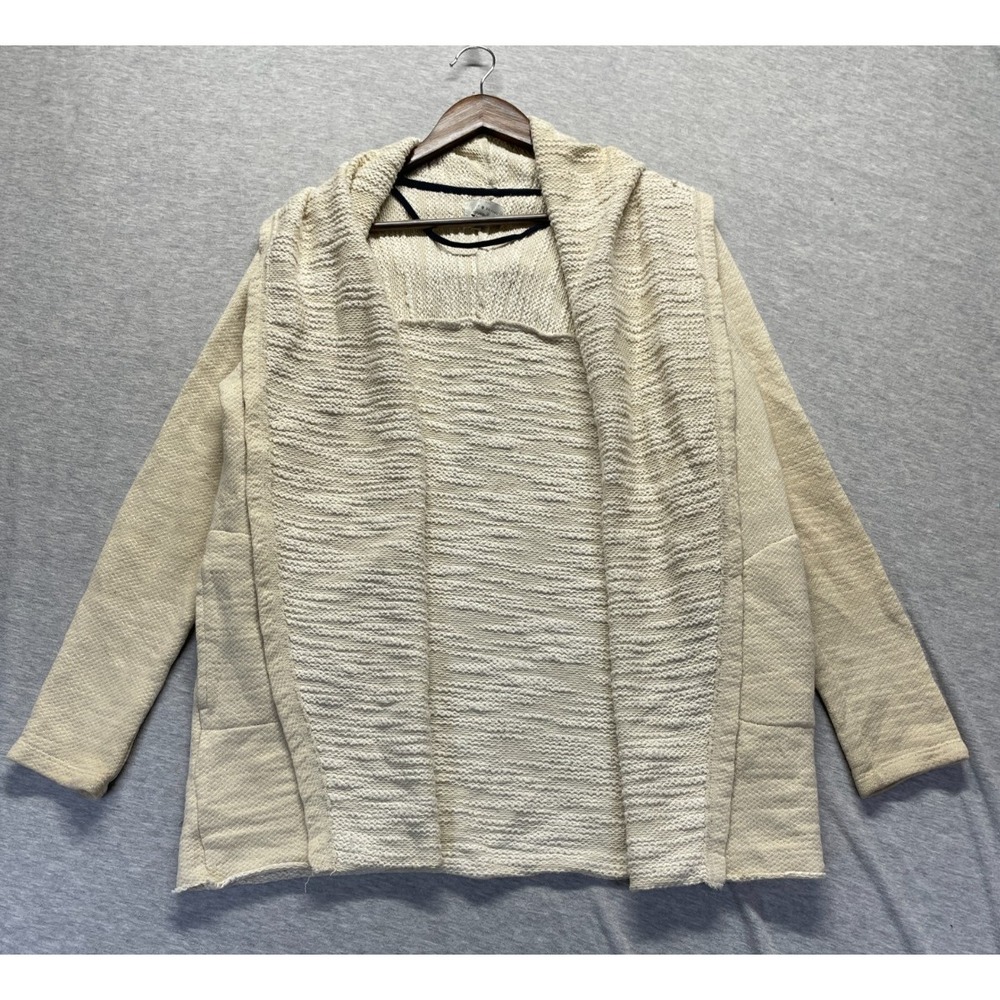 Lucky Brand Cardigan Sweater Womens Small Beige Cotton Open Front Winter Hooded